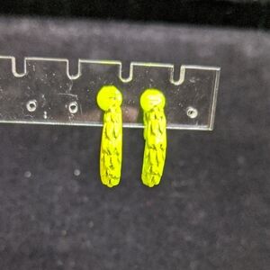 Dragon Scale Huggy Hoop Earrings, Clip On, Bright Green